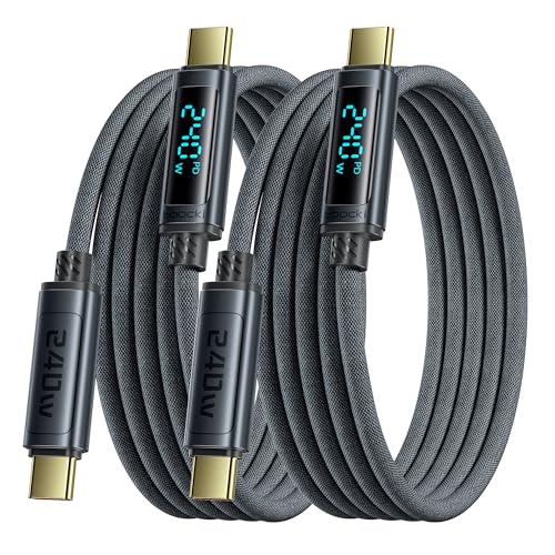 High-Powered USB C Cable [2 Pack, 6.6 ft] – 240 W Rapid Charging Cord with LED Status Display – Compatible with i Phone 16, 15 Pro Max, i Pad Pro, Samsung Galaxy S24/S23, Nintendo Switch, Mac Book Air & Pixel – Superior Durability & Enhanced Performance