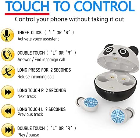 Compact Bluetooth 5.0 Earbuds for Small Ears | Touch-Control Noise-Cancelling Headphones with Unique Cartoon Charging Case | Lightweight Design for Comfort | Immersive Stereo Sound Perfect for Music & Calls | Ideal for Active Lifestyles