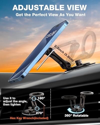 Elevate Your Tesla Experience with the Smolink All-Metal Magnetic Phone Mount – Premium Magnetic Holder for Tesla Model 3, Y, S, X, Compatible with Mag Safe and All Smartphones, Foldable Design for Sleek Aesthetics and Enhanced Durability, Perfect Car Dashboard Accessory for Hands-Free Navigation and Secure Device Attachment, Black Finish for a Refined Look