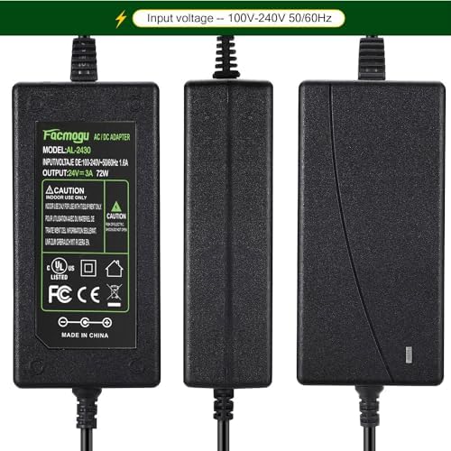 High-Performance 24 V 3 A Power Supply Adapter – Universal AC to DC Converter for LED Lighting & CCTV Systems, Dual Plug Compatibility (5.5 x 2.5 mm & 5.5 x 2.1 mm) – Reliable Switching Transformer with Safety Features for Optimal Device Functionality and Longevity