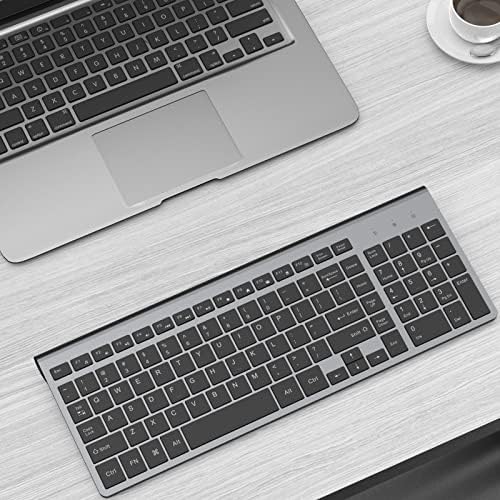 Sleek JOYACCESS J Wireless Keyboard – Ultra-Compact 2.4 G Slim Design with Numeric Keypad for Effortless Typing on Laptops, Mac Book Air, and PCs – Elegant Silver & White Finish for Modern Workspaces – Perfect for Professionals and Students Seeking Enhanced Productivity