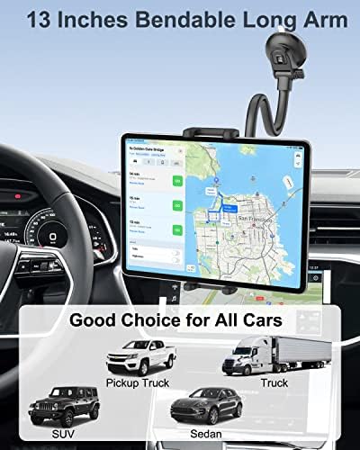 Universal Car Tablet Holder with 360° Rotation – Flexible Gooseneck Suction Cup Mount for i Pad, Galaxy Tab & 4-11″ Devices – Secure Dashboard & Windshield Installation for Navigation & Streaming Convenience