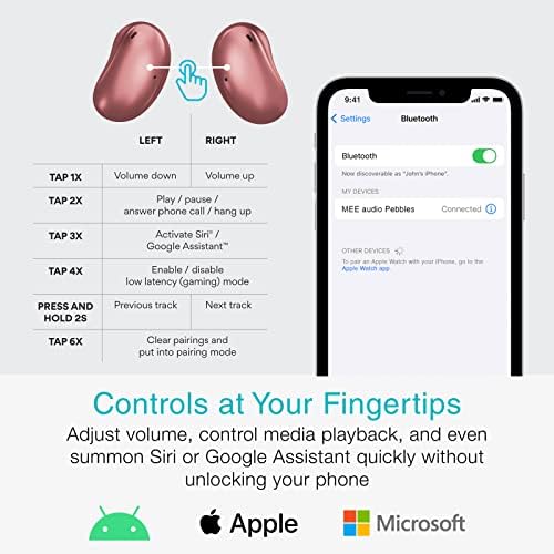 MEE audio Pebbles True Wireless Earbuds – Ultra-Light Bluetooth 5.3 Headphones with Noise-Cancelling Microphone for Sports, Gaming, and Workouts – Sleek Sapphire Design for Unmatched Comfort and Connectivity