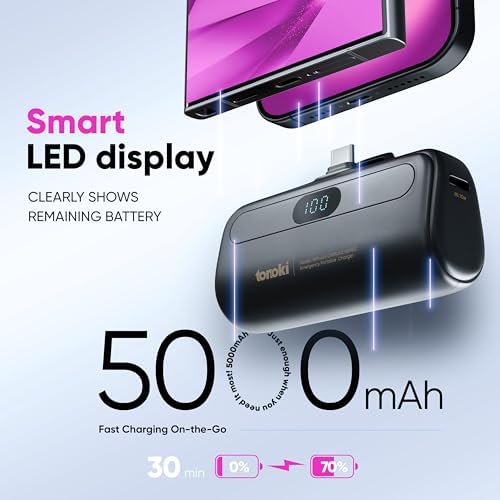 Compact 5000 m Ah Portable Charger for i Phone 15/16 and USB-C Devices – Fast Charging Mini Power Bank in Sleek White – Lightweight On-the-Go Power Bank for Busy Lifestyles – Perfect for Travelers and Professionals