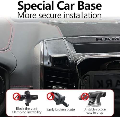 Secure Fit Car Phone Holder Mount for 2013-2018 Ram 1500, 2500, 3500 | 360° Adjustable Smartphone Cradle | Hands-Free Navigation and Calling | Durable Interior Accessory Enhancing Driver Safety and Convenience