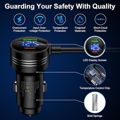 Starlink Mini Cable 10 FT – Versatile 3-in-1 Car Charger with Cigarette Lighter Adapter and Dual USB Ports for Rapid Charging – 12 V-48 V Compatibility, Digital Voltage Display for Enhanced Vehicle Performance and Device Connectivity