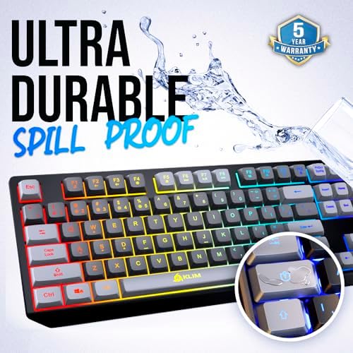 KLIM Chroma RGB Wireless Gaming Keyboard – Ultimate Performance with Long-Lasting Rechargeable Battery, Quick Typing & Water-Resistant Design for PC, PS5, PS4 & Mac – Elevate Your Gameplay with Stunning Backlighting & Enhanced Compatibility