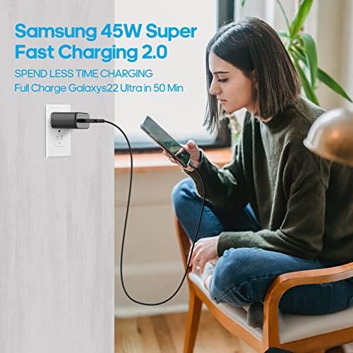 Samsung 45 W USB C Fast Charger – Ultra-Fast Wall Plug for Galaxy S25/S24/S23 Series, Note 10, Tab S7/S8 – Compact Design with Advanced Safety Features for Quick Power Delivery and Enhanced Device Compatibility
