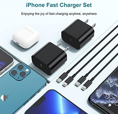 MFi Certified 20 W USB-C to Lightning Fast Charger for i Phone 14/13/12 – 6 FT Durable Cable & Power Delivery Block in Stylish Blue – Ultimate Solution for Rapid Charging of All Apple Devices Including i Pad Pro, XS, XR, 8 Plus – Optimized for Reliability and Speed