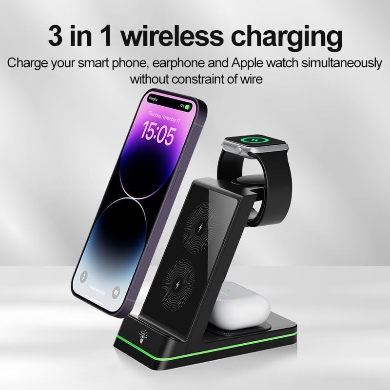 Ultimate 3-in-1 Wireless Charging Station for i Phone 16-11, Apple Watch & Air Pods – High-Speed Charger Dock for Seamless Device Power-Up (White, Enhanced Compatibility)