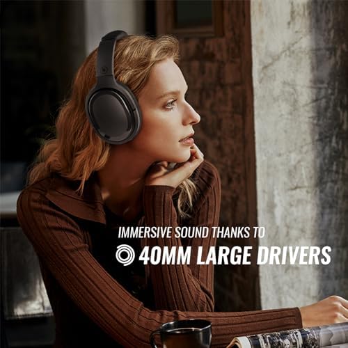 Unleash Superior Sound with Advanced Hybrid Active Noise Cancelling Over-Ear Headphones – Experience Rich Deep Bass, Effortless Bluetooth 5.2 Connectivity, and Unmatched 30-Hour Playtime in Elegant True Black Finish for Uninterrupted Listening Bliss