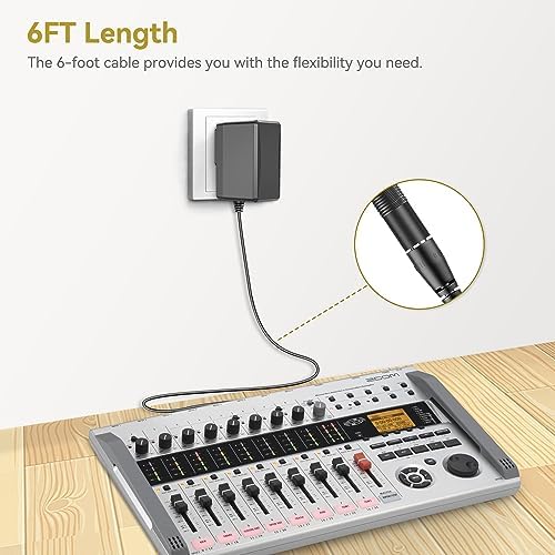Uninterrupted Music Flow: Premium 9 V AC Power Adapter for Zoom Guitar Pedals – Ultimate Compatibility with G1, G2, G3 Series, and Rhythm Trak RFX-300 – Reliable Power Supply for Multi-Effects Units – Essential Charger for Dedicated Musicians
