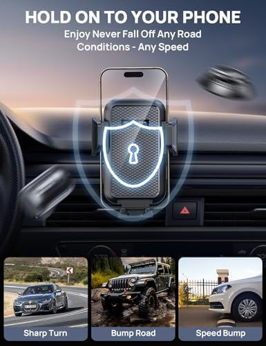 Ultimate Adjustable Windshield Phone Mount for Cars – Military-Grade Suction Cup Holder with Vent Hook, 360° Rotatable Design, Non-Slip Silicone Carbon Fiber for All Smartphone Models – Enhance Your Driving Safety & Hands-Free Convenience