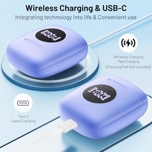 Premium Pink IP7 Waterproof Wireless Earbuds with Superior Noise-Cancelling Technology – Ultimate 50-Hour Playback & LED Charging Case for Enhanced Comfort in Sports and Daily Life