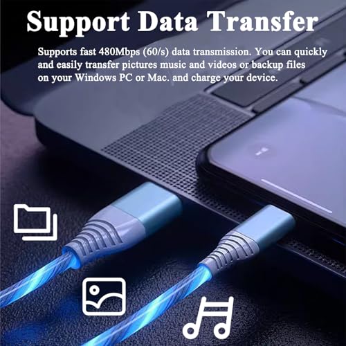 Illuminate Your Charging Experience with the 6.6 FT Light Up USB Type C Charger Cable – 3 A Fast Charge LED Cord for i Phone 16/15 Series & Samsung Galaxy S20/S10/S9/S8, LG V40/V30 – Stylish, Durable, and Enhanced Compatibility for Modern Devices