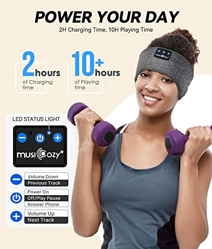 MUSICOZY Bluetooth 5.4 Sleep Headband Headphones – Ultimate Wireless Comfort for Sleep, Workouts, and Travel – The Perfect Gift for Active Lifestyles with Rapid Pairing and Sweatproof Design