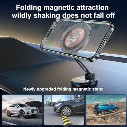 15 W Fast Wireless Magnetic Car Charger with 360° Rotatable Phone Mount – Premium Zinc Alloy Hands-Free Holder for Effortless Driving Convenience and Enhanced Smartphone Compatibility
