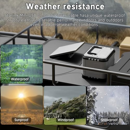 Starlink Mini USB-C to DC Power Cable, Max 100W Input USB Type C to DC Cable, Waterproof, Starlink Mini USB Cable Compatible with 65W+ PD Source 3M/10Ft – Enhanced Compatibility and Speed