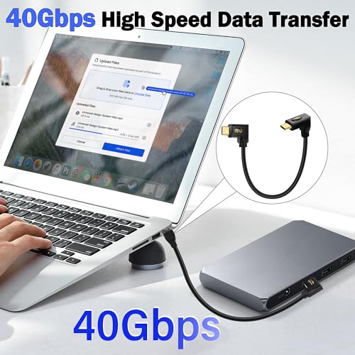 Unlock Superior Performance with the Compact 90-Degree USB4 C Cable – Unmatched 240 W Rapid Charging, Thunderbolt 3 Compatibility, Stunning 8 K Video Output, and Lightning-Fast 40 Gbps Data Transfer – Perfect Solution for Space-Saving Efficiency and Device Durability