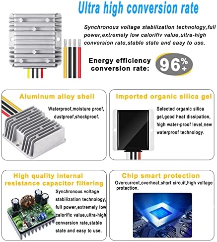 High-Performance 48 V to 12 V DC-DC Step Down Converter by Eagwell – 120 W Power Supply with Built-in Fuse for Maximum Safety – Perfect for Golf Carts, Scooters, RVs, and Marine Use – Reliable Voltage Reduction for Enhanced Device Efficiency and Versatility