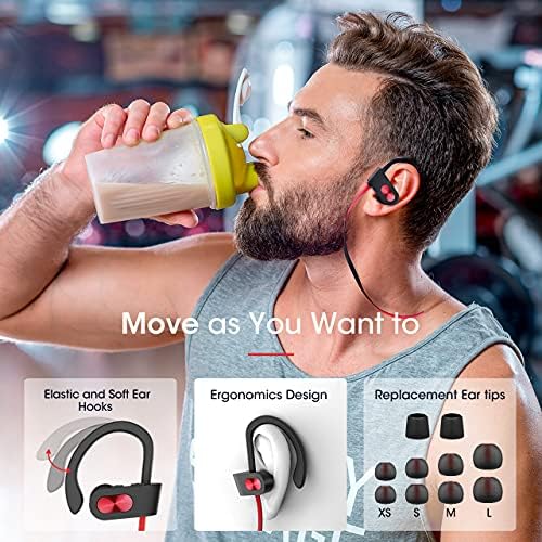 Redzoo V5.0 Bluetooth Sports Headphones – IPX7 Waterproof Wireless Earbuds with 16 Hours of Playtime, CVC 6.0 Noise Cancellation, and Bass+ HD Stereo Sound for Uninterrupted Gym and Running Sessions – Ergonomic In-Ear Design for Ultimate Comfort and Durability