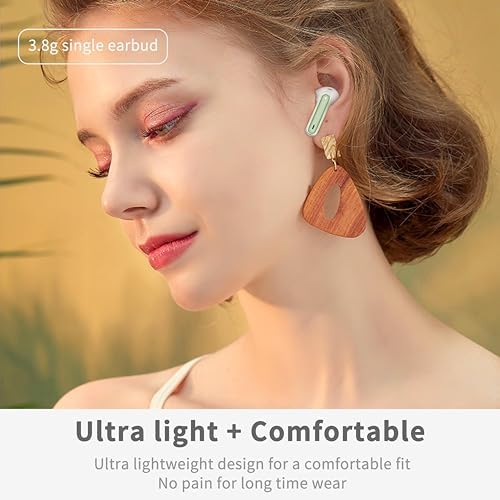 Premium Bluetooth 5.3 Wireless Earbuds with Hi-Fi Stereo Sound and Deep Bass – 40-Hour Playtime, 4 ENC Noise Cancelling Mics, IP7 Waterproof Design, Dual LED Display, Stylish Green Finish for Enhanced Audio Experience and Active Lifestyles