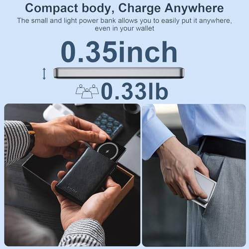 Magnetic Wireless Power Bank 10000 m Ah – Fast Charging Portable Charger for Samsung Galaxy S25/S24/S23/S22/S21 & Google Pixel 9 Pro/8/8 a – 20 W USB-C Battery Pack with Enhanced Magnetic Alignment for Hassle-Free Charging Anytime, Anywhere