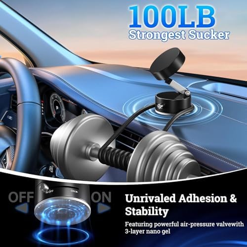 Magnetic Vacuum Suction Holder, Double-Sided Phone Holder with Suction Cup for Car/Mirror/Smooth Surface, Foldable and Retractable, Universal, Car Phone Mount. – Enhanced Compatibility and Speed