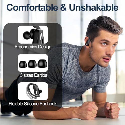 Bluetooth Wireless Earbuds with 48-Hour Playtime, LED Battery Display, and Built-in Microphone for Enhanced Stereo Sound – Ideal for Sports, Running, and Active Lifestyles in Sleek Black Finish