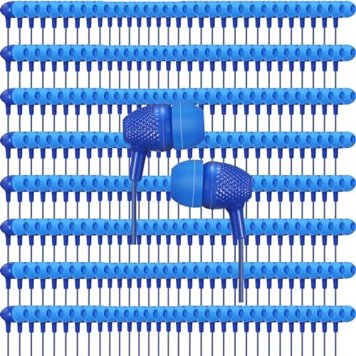 Macarrie 200 Pack Wired Earbuds – Vibrant Classroom & Office Headphones with 3.5 mm Compatibility – Individually Bagged for Hygiene & Seamless Distribution – Lightweight & Durable Design for All-Day Comfort – Ideal for Lectures, Music Listening, and Conference Calls