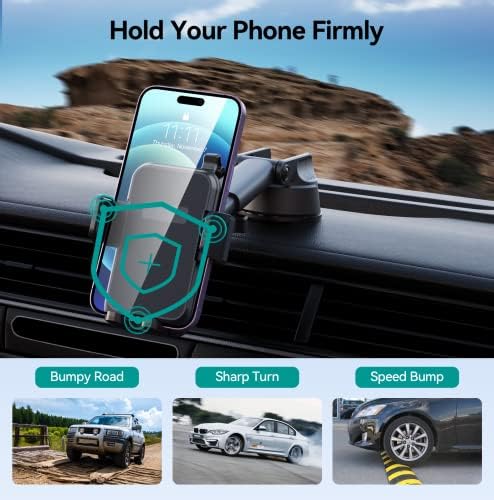 Military-Grade Suction Car Phone Holder – 3-in-1 Versatile Mount for Dashboard, Windshield & Air Vent – Universal Fit for i Phone & Android – Enhanced Stability with 360-Degree Rotation for Safe Navigation & Hands-Free Use
