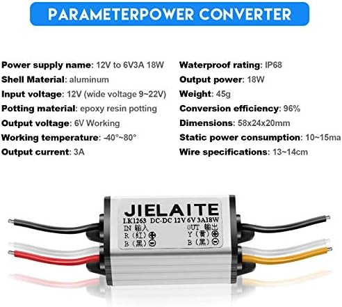 Versatile Dual Waterproof Power Converter – Adjustable 12 V to 6 V Voltage Regulator & 3 A 18 W DC Power Supply Module for Automotive, Marine, and Solar Applications – Ideal for Trucks, Boats, and Outdoor Equipment Power Management