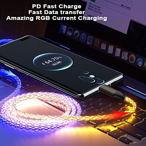 RGB USB A to Type C Fast Charging Cable Phone Charger High Data Speed Light Up Colourful RGB Current Flowing for All USB C Device-USB A to C RGB 39 Inche – Enhanced Compatibility and Speed