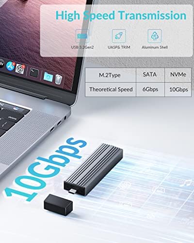 PHIXERO 10 Gbps Wireless SSD Enclosure – Effortless Tool-Free Access for NVMe & SATA SSDs (2230/2242/2260/2280) – Ultra-Fast Data Transfer Solution for Tech Professionals and Travelers – Compact, Durable Design for High-Performance Storage