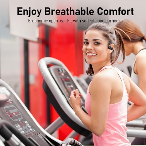 Elevate Your Workout with Open Comfy CF301 Wireless Headphones – Bluetooth Open-Ear Design for Unmatched Comfort and Ambient Awareness, Perfect for Running and Gym Sessions, Superior Sound Quality, Secure Fit for Active Lifestyles, Black – Seamless Compatibility and Lightweight Portability