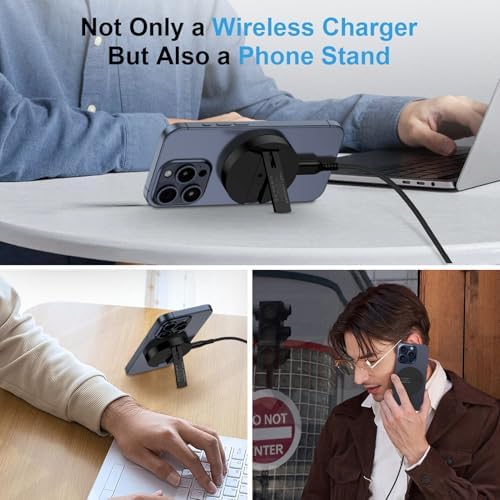 15 W Magnetic Fast Charging Pad for Google Pixel 9, 8 Pro, i Phone 16 & Samsung Galaxy Series – Ultimate Wireless Charger with 20 W USB-C Block and 3 ft Cable, Sleek Design for Home & Travel, Enhanced Safety Features, Quick Charge Your Devices Anywhere