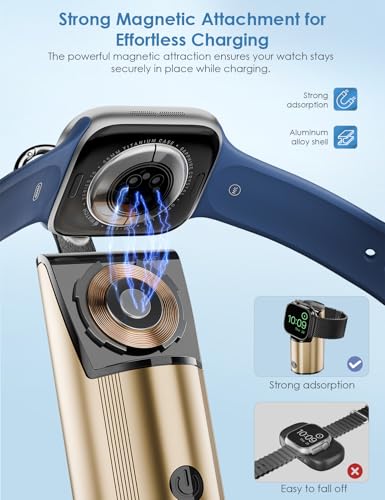 Ultra-Portable Aluminum Alloy Magnetic Charger for Apple Watch – 2000 m Ah Keychain Design for Effortless Travel Compatibility with Series 10/9/8/7/6/5/4/3/2/SE/UItra 2/Ultra – Fast-Charging Solution for On-the-Go Smartwatch Enthusiasts