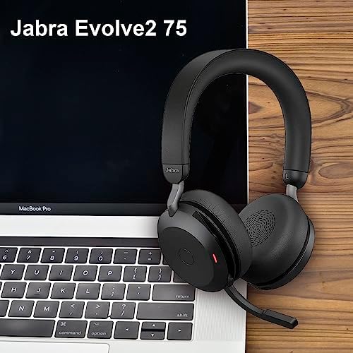 Premium Defean Memory Foam Ear Pads for Jabra Evolve2 75 – Ultimate Replacement Cushions for Superior Comfort and Acoustic Performance – Compatible with Evolve2 75 PC Wireless Headset – Durable Protein Leather Construction for Extended Lifespan and Enhanced Sound Isolation