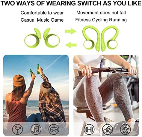 Ultimate Green Wireless Earbuds with Earhooks – Bluetooth 5.1 Noise Cancelling Sports Headphones, Waterproof Design for Secure Fit During Workouts, Compact Earphones for Enhanced Sound Quality and Durability