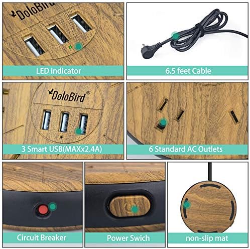 High-Power Surge Protector Power Strip with 6 AC Outlets and 20 W USB-C Fast Charging – Ideal for Home, Office, and Dorm Room Use with Circuit Breaker Safety Feature and Wide Outlet Spacing for Optimal Device Compatibility