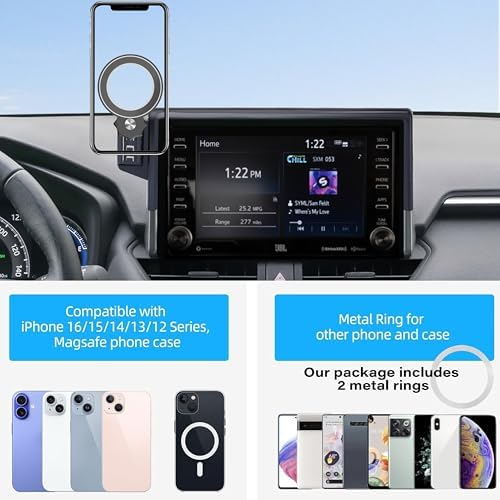 Toyota RAV4 Magnetic Phone Holder (2019-2025) – 360° Rotating Smartphone Mount with Secure Clip for 7/8 Inch Screens – Hands-Free Driving Safety and Convenience Accessory