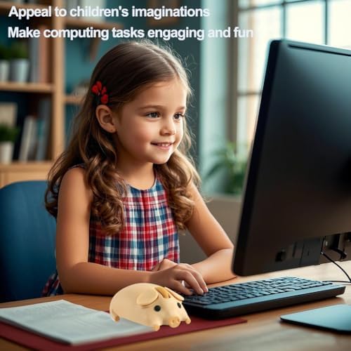 Cute Pig Design Wireless Mouse – Kawaii Bluetooth Dual Mode Silent Optical Mouse for PC, Laptop, and Tablet – Lightweight Portable Accessory for Kids, Students, and Office Use – Perfect Gift Idea for Adorable Tech Lovers