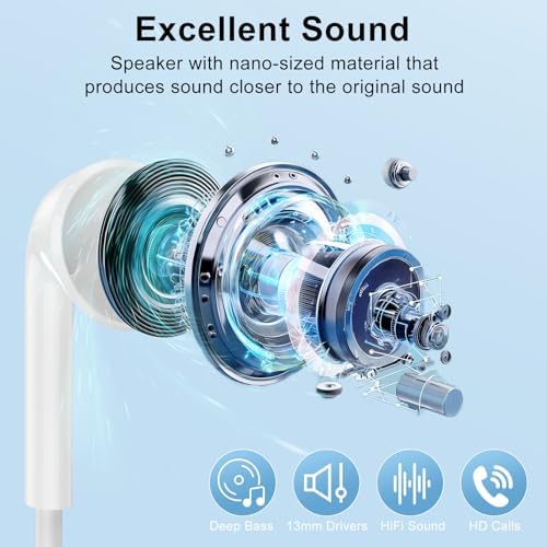 Premium Wired Earbuds for i Phone – Dual Pack High-Fidelity Noise-Canceling Headphones with Integrated Microphone & Effortless Volume Adjustment – Optimized Compatibility with i Phone 14/13/12/11/XR/XS/X/8/7/SE/Pro/Pro Max – Superior Sound Quality for Music and Calls – Featherweight, Robust Design Perfect for Daily Use and Active Lifestyles