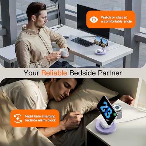 2025 US Edition 3-in-1 Wireless Charging Station for Apple: High-Speed 15 W Mag-Safe Charger Dock for i Phone 16/15/14/13/12, Air Pods, and Apple Watch – Superior Compatibility and Fast Charging Solution