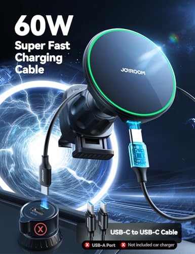 Transform Your Driving Experience with the JOYROOM Qi2 15 W Mag Safe Wireless Car Charger – Fast, Secure Magnetic Mount for i Phone 16 Pro Max, 15, 14, 13, 12 – Versatile Dashboard & Air Vent Installation for Effortless Charging and Navigation – Sleek Design for Any Vehicle Interior