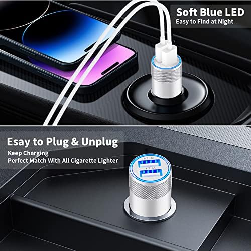 Braveridge 66 W Dual Port USB-C Car Charger for i Phone 16 – MFi Certified Fast Charging with Type-C Braided Cable – Enhanced Compatibility for i Phone 16/16 Pro Max/15/15 Pro/i Pad – Ideal for Road Trips and On-the-Go Power Solutions