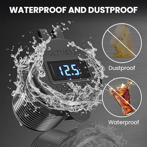Versatile 12 V USB Car Socket with 3 Ports – Waterproof Marine-Grade Aluminum Quick Charge Adapter for Cars, Boats, RVs, and More (2 QC + 1 PD) – Efficient Multi-Device Charging Solution for On-the-Go Power Needs