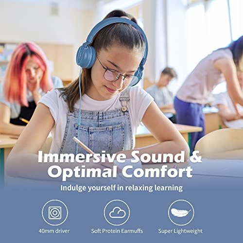 Stylish AILIHEN I35 Kids Foldable Headphones with Safe 93 d B Volume Limiting and HD Microphone – Perfectly Designed for Learning and Fun on Chromebooks, Laptops, and Tablets – Trendy Pink and Purple Color for Young Explorers and Students