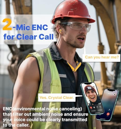Hmusic H23 Jobsite Neckband Headphones – Unmatched 30 d B Noise Isolation with IPX7 Waterproof Design, 80 Hours of Continuous Playtime, and Superior Wireless Performance for Outdoor Professionals and Gamers – Ideal for Construction, Lawn Care, and Active Lifestyles!