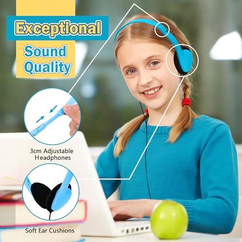Classroom-Ready Wired Headphones – 25 Pack Durable On-Ear Audio Solution for Students, Comfortable Fit for Enhanced Learning, Ideal for Group Activities and Educational Use